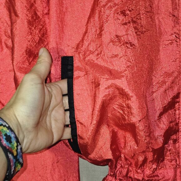 Active Stuff Vintage 80s Red Windbreaker Jacket Lrg Cinched Waist Coat of Arms - Picture 4 of 11